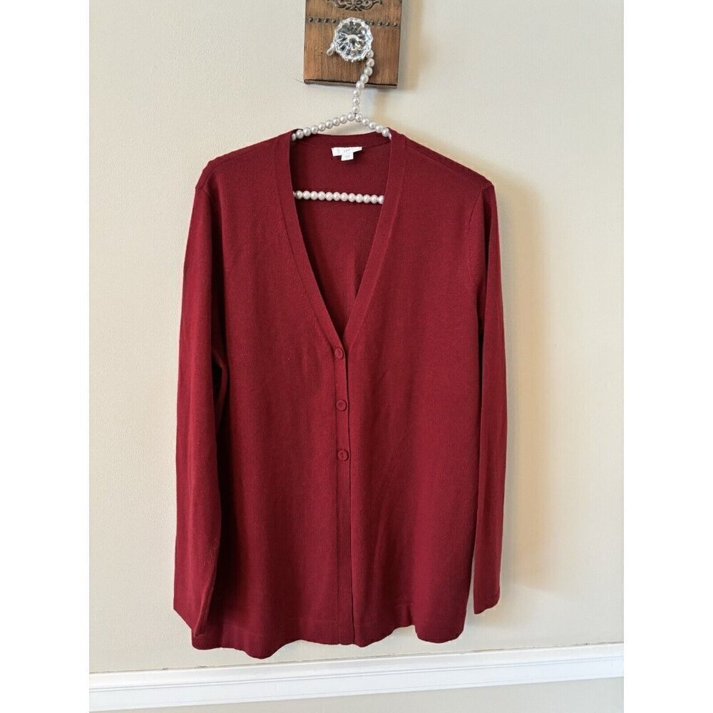 J. Jill Womens Size M Three Button Front Cardigan Sweater Wool Blend Rust